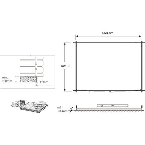 Altanka – Abri de jardin bois 25m² – Dimensions 5x5m – Épaisseur 28mm – Toit à deux pentes – Double porte vitrée – 2 fenêtres ouvrables