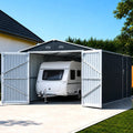 Garage métallique 24 m² | Double porte verrouillable | Porte de service | Anthracite | LX003