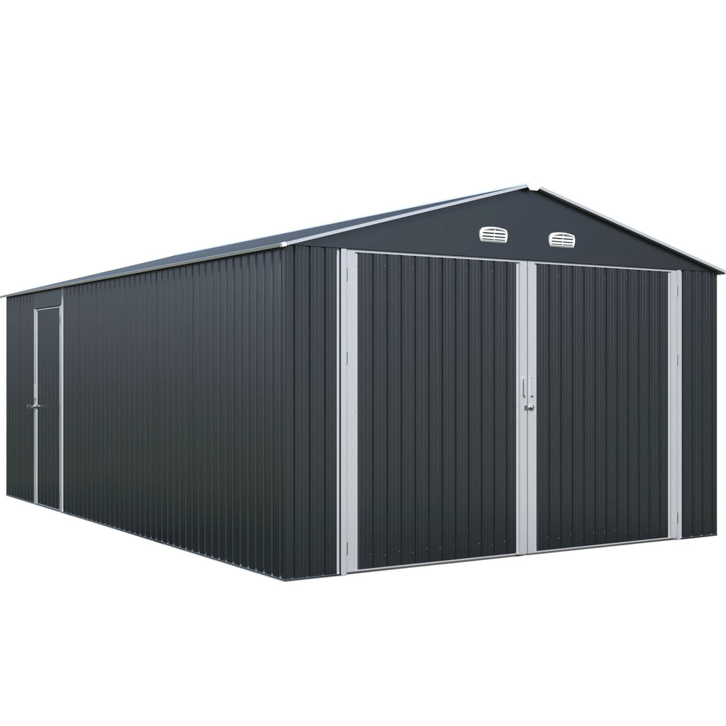 Garage métallique 24 m² | Double porte verrouillable | Porte de service | Anthracite | LX003