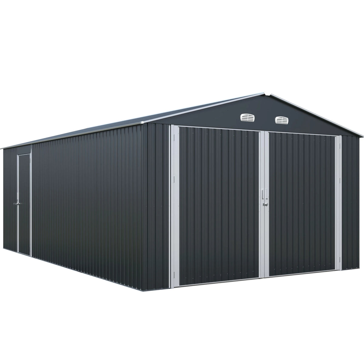 Garage métallique 24 m² | Double porte verrouillable | Porte de service | Anthracite | LX003