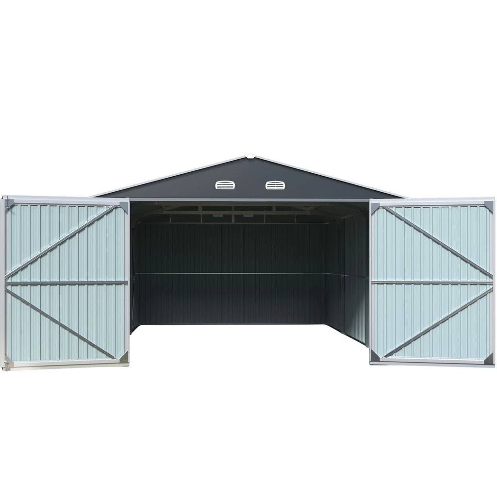 Garage métallique 24 m² | Double porte verrouillable | Porte de service | Anthracite | LX003