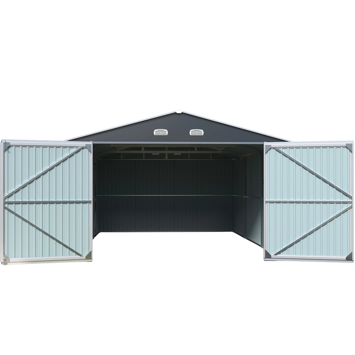Garage métallique 24 m² | Double porte verrouillable | Porte de service | Anthracite | LX003