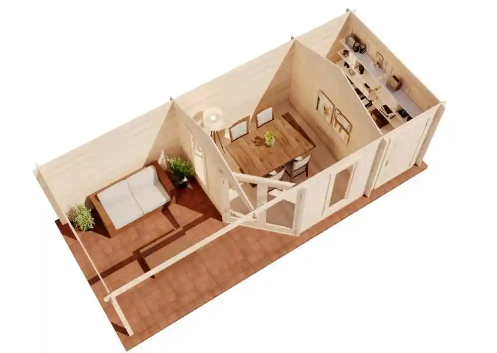 Abri de jardin pentagonal Liwa avec annexe