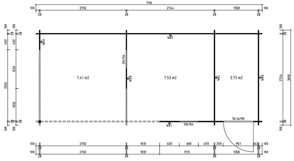 Abri de jardin pentagonal Liwa avec annexe