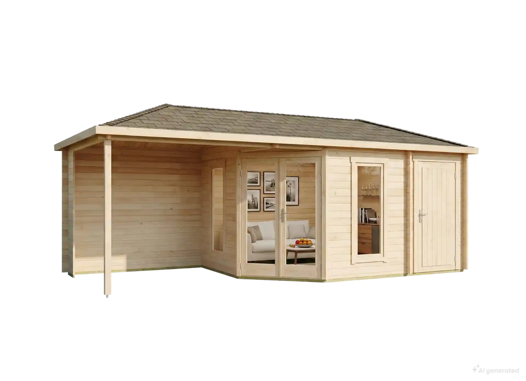 Abri de jardin pentagonal Liwa avec annexe