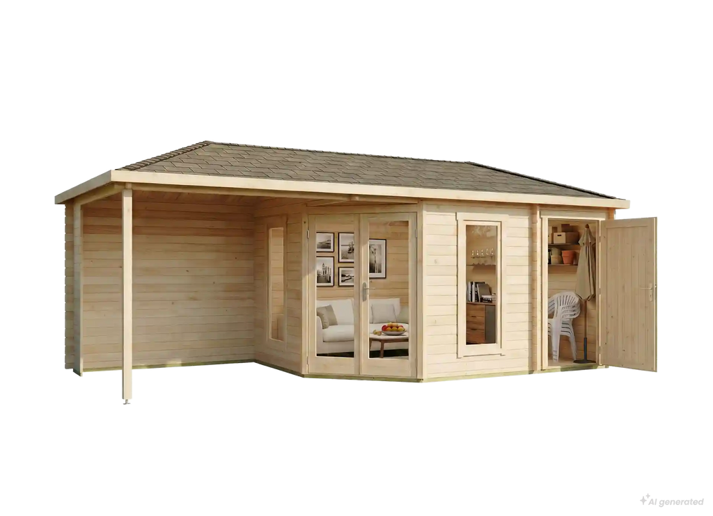 Abri de jardin pentagonal Liwa avec annexe