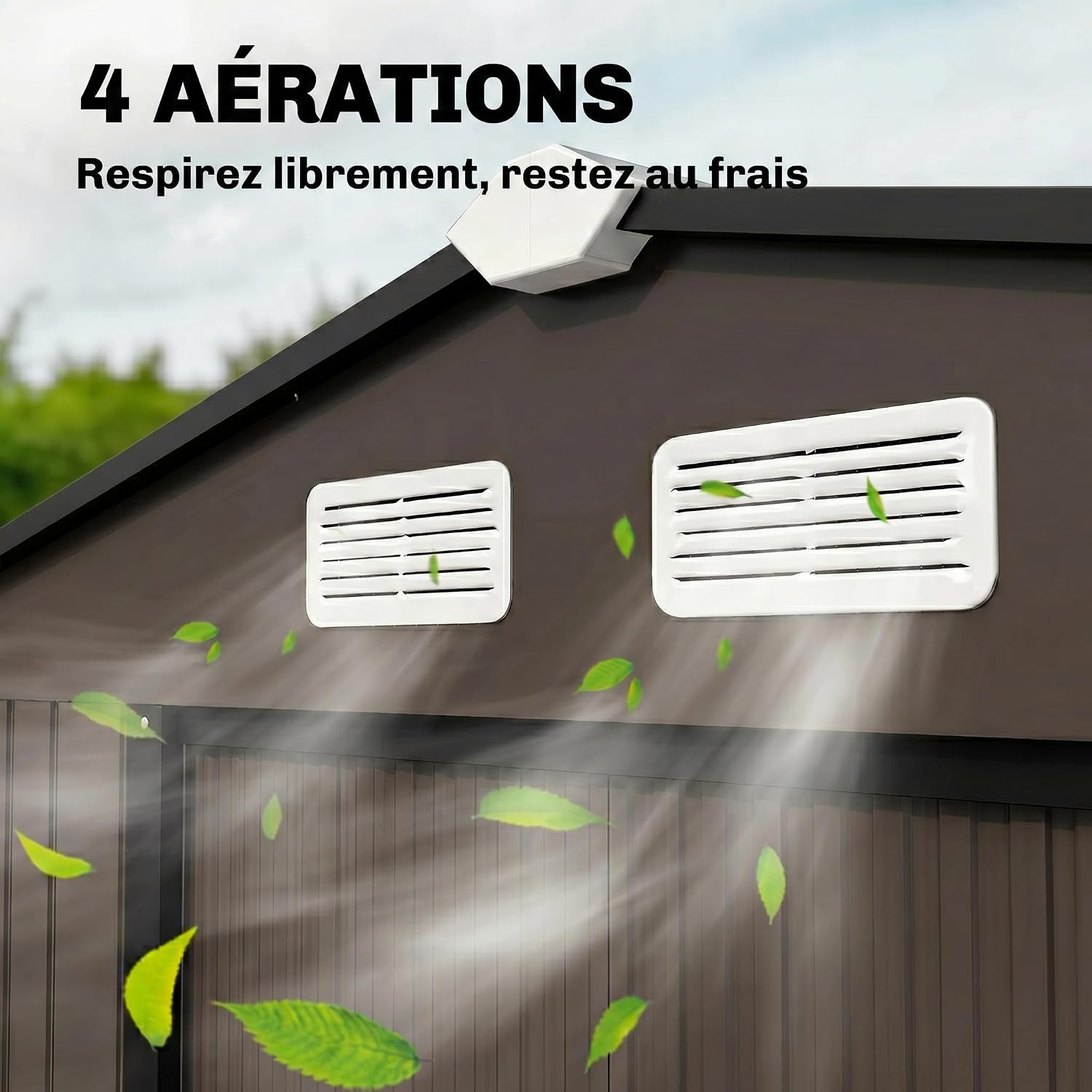 Outsunny Abri de Jardin Acier Galvanisé XXL 5,4 m² Kit Fondation Marron