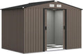Outsunny Abri de Jardin Acier Galvanisé XXL 5,4 m² Kit Fondation Marron
