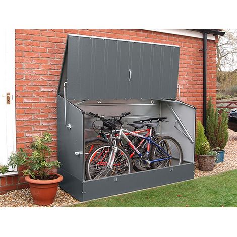 Abri à vélos extérieur en métal anthracite 1,96x0,89x1,33 m – Pour 3 vélos – Résistant aux intempéries et UV – Garantie 25 ans – Trimetals