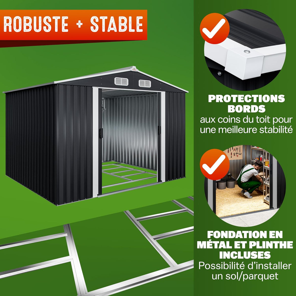 GARDEBRUK Abri de Jardin métal XXL Anthracite