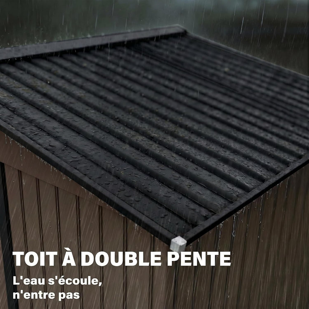 Outsunny Abri de Jardin Acier Galvanisé XXL 5,4 m² Kit Fondation Marron