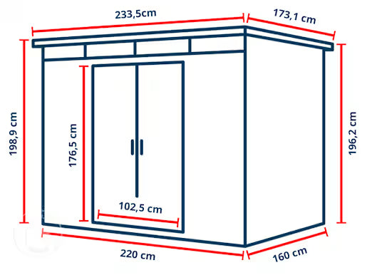 220 x 160 cm Abri de jardin, gris-perle
