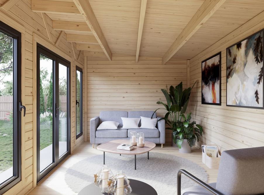 Bureau / Studio Jardin Contemporain 27 m² – Toit Plat Signature Bois & Aluminium - Palmako AURELIA