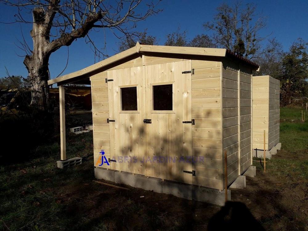 Abri de jardin avec abri à bûches - 3,36 x 1,60 m - Foresta EDEN