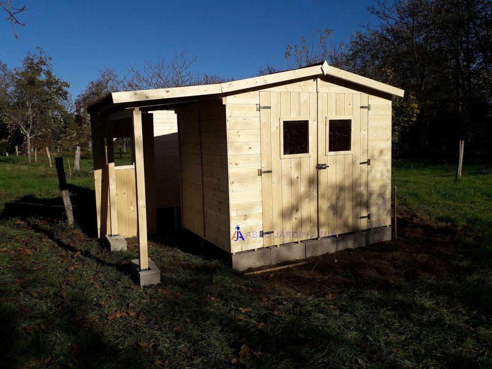 Abri de jardin avec abri à bûches - 3,36 x 1,60 m - Foresta EDEN