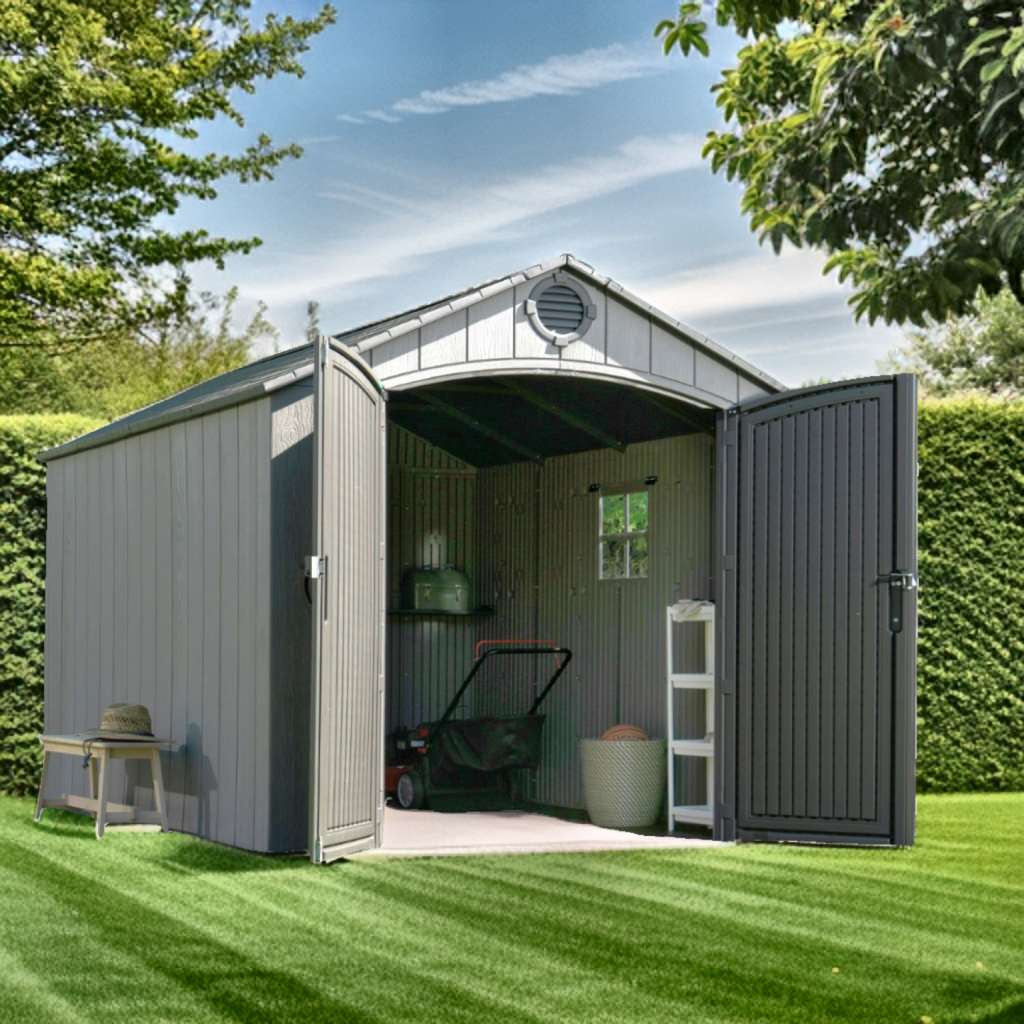 Abri en résine imitation bois 2,40x3m avec plancher