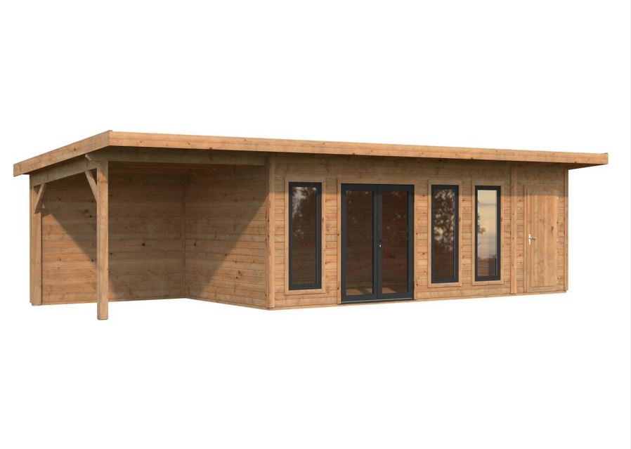 Bureau / Studio Jardin Contemporain 27 m² – Toit Plat Signature Bois & Aluminium - Palmako AURELIA