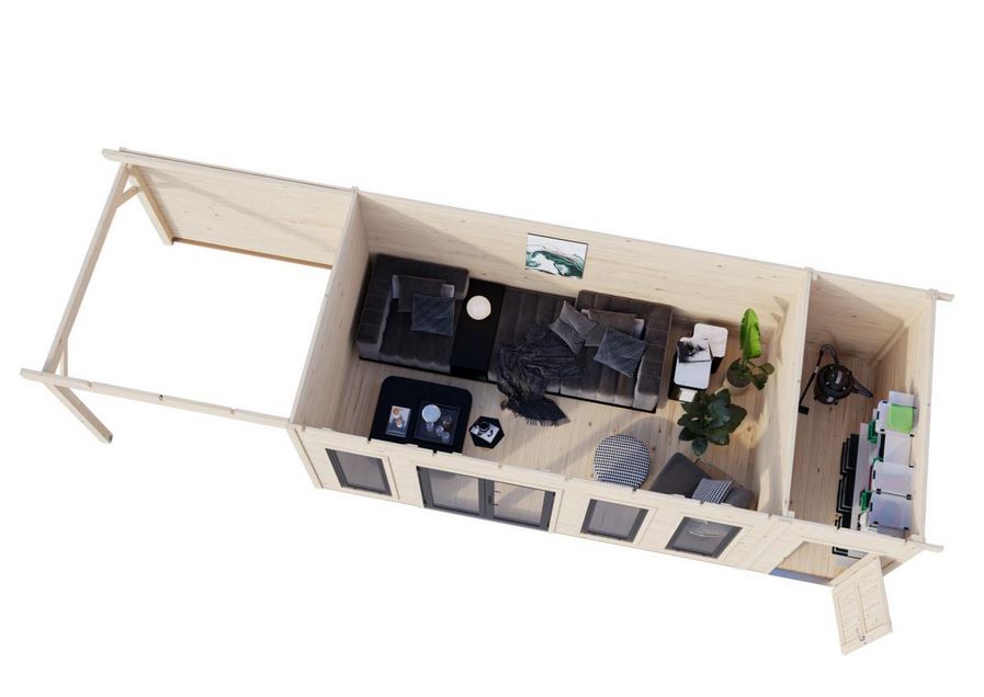 Bureau / Studio Jardin Contemporain 27 m² – Toit Plat Signature Bois & Aluminium - Palmako AURELIA