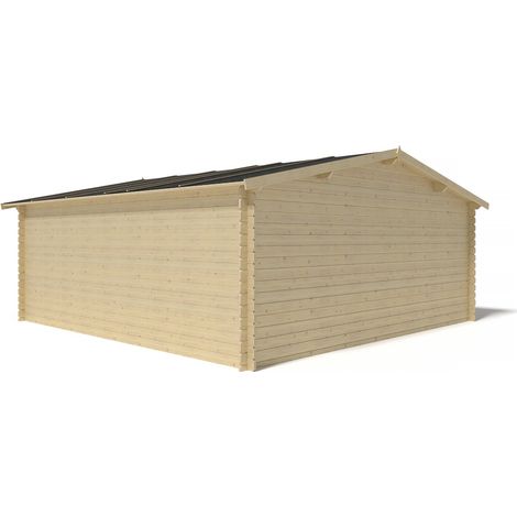 Altanka – Abri de jardin bois 25m² – Dimensions 5x5m – Épaisseur 28mm – Toit à deux pentes – Double porte vitrée – 2 fenêtres ouvrables