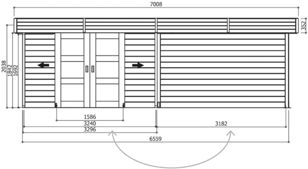 Abri de jardin Arhus bois autoclave - 700x284 cm hors tout - ABRIS DISTRI