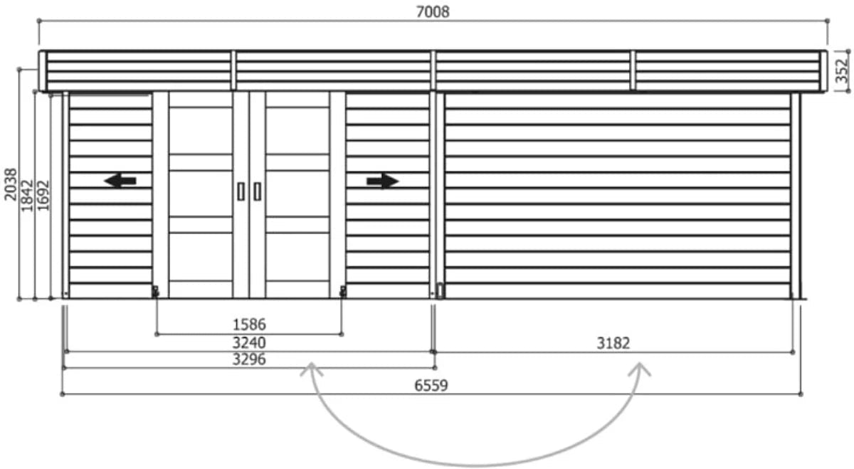 Abri de jardin Arhus bois autoclave - 700x284 cm hors tout - ABRIS DISTRI