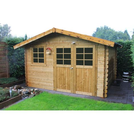 Abri de jardin Solid Chimay bois autoclave 13,53 m² - Toit double pente - Double porte- ABRIS DISTRI