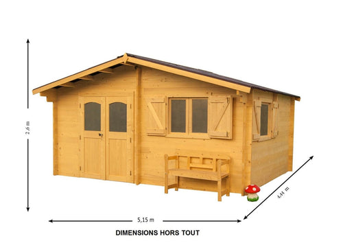 Abri de jardin bois double vitrage 20 m² - 5x4 m - Madriers 42 mm - ABRIS DISTRI