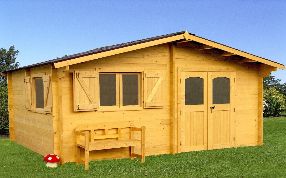 Abri de jardin bois 5x4m 20m2 épaisseur 42mm + DOUBLE VITRAGE - ABRIS DISTRI