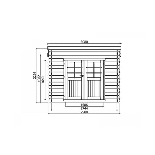 Abri de jardin - SOLID - Brest - Bois massif - 298x298cm - Double porte sécurisée