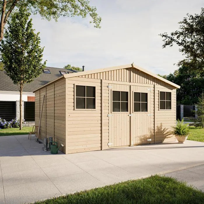 Abri de jardin en bois 15,84m² TIMBELA - Pin / épicéa - Ep.17mm - M330
