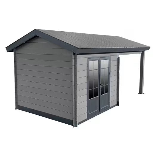 Abri de jardin en bois composite gris foncé 9m² + 9m² terrasse - Woodlife Garden