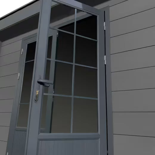 Abri de jardin en bois composite gris foncé 9m² + 9m² terrasse - Woodlife Garden