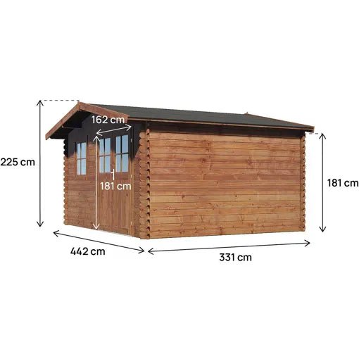 Abri de jardin en bois traité marron autoclave "Valmont" - 14 m² -28 mm - ABRIS DISTRI