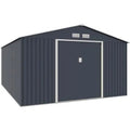 Abri de jardin métal 15,16 m² SATURNE - 340x446x210 cm - Gris - 2 portes coulissantes + ancrage - ABRIS DISTRI