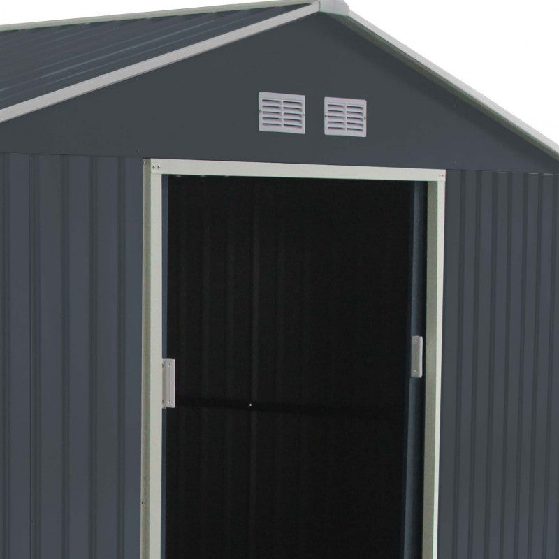 Abri de jardin métal 13m² PLUS anthracite + kit d'ancrage X-METAL