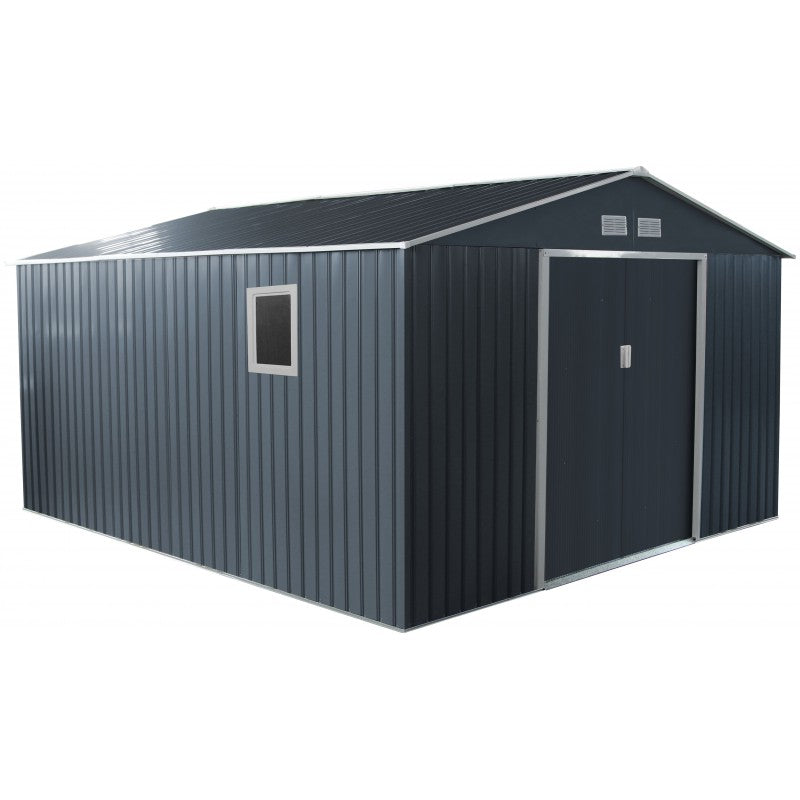 Abri de jardin métal 13m² PLUS anthracite + kit d'ancrage X-METAL