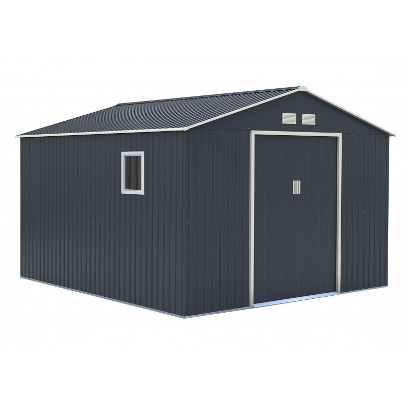 Abri de jardin métal 13m² PLUS anthracite + kit d'ancrage X-METAL