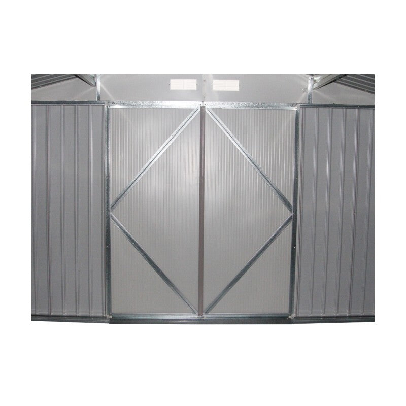 Abri de jardin métal 13m² PLUS anthracite + kit d'ancrage X-METAL