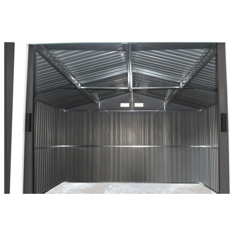 Abri de jardin métal 13m² PLUS anthracite + kit d'ancrage X-METAL