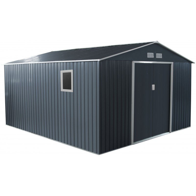 Abri de jardin métal 13m² PLUS anthracite + kit d'ancrage X-METAL - ABRIS DISTRI