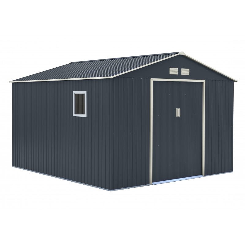 Abri de jardin métal 13m² PLUS anthracite + kit d'ancrage X-METAL - ABRIS DISTRI