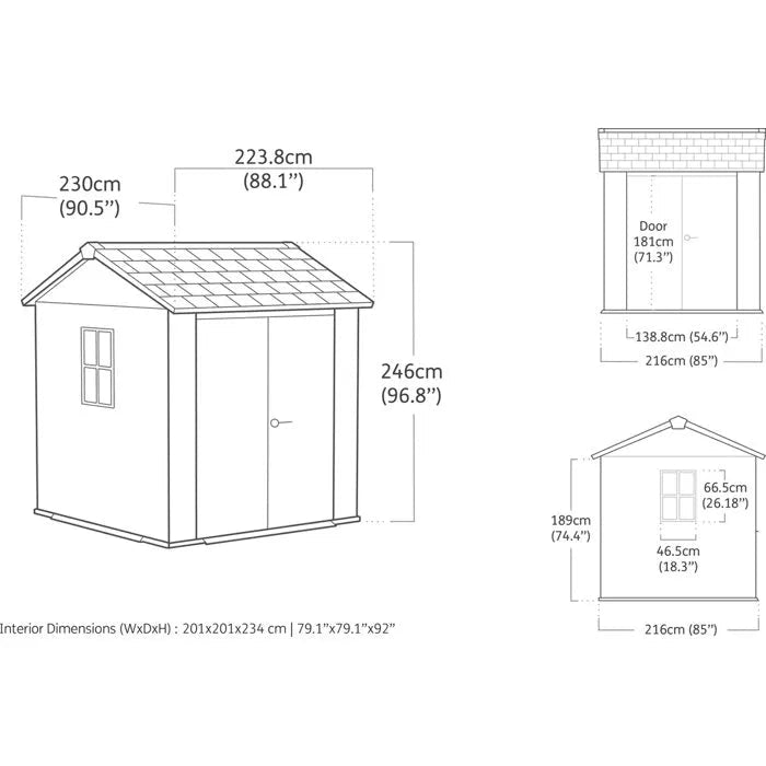 Abri de jardin NEWTON PLUS 775 - 4.4m² - Gris - ABRIS DISTRI