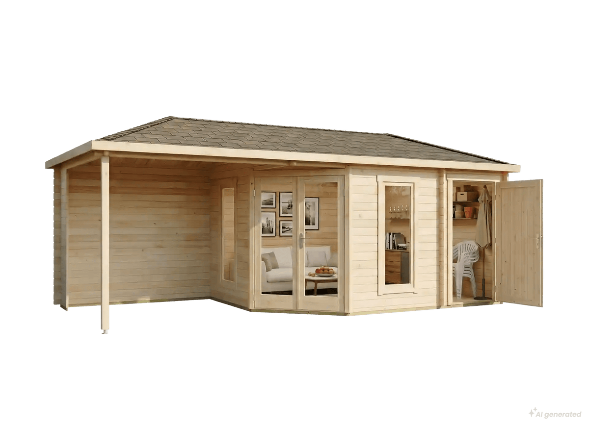 Abri de jardin pentagonal Liwa avec annexe - ABRIS DISTRI