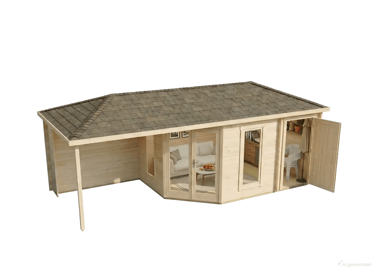 Abri de jardin pentagonal Liwa avec annexe - ABRIS DISTRI