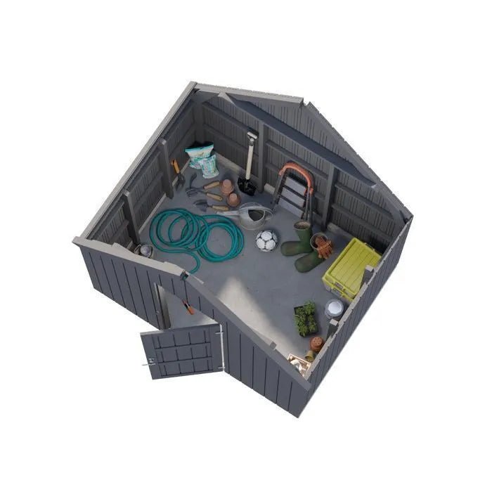 Abri de jardin pour serre Emilia - PALMAKO - 240x187 cm - Bois peint gris - 4,4 m² - ABRIS DISTRI