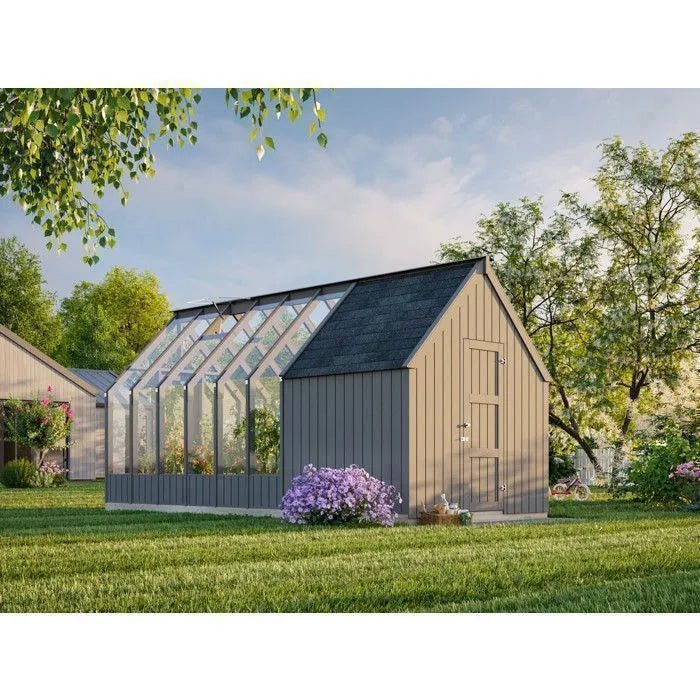 Abri de jardin pour serre Emilia - PALMAKO - 240x187 cm - Bois peint gris - 4,4 m² - ABRIS DISTRI