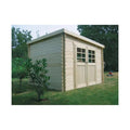 Abri de jardin bois 8,9 m² Solid Brest - Madriers massifs - 298x298 cm - Double porte sécurisée- ABRIS DISTRI