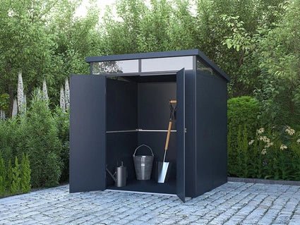 Abri de jardin Vente-Unique Abri de jardin en résine gris anthracite 3,65 m² avec plancher - MINARO - ABRIS DISTRI