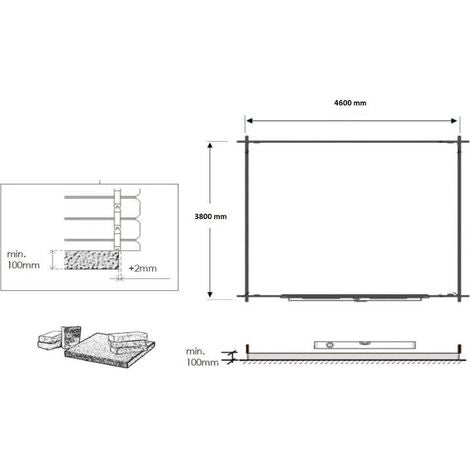 Altanka – Abri de jardin en bois 19,20m² – Dimensions 4,80x4m – Épaisseur 40mm – Toit à deux pentes – Double porte vitrée oscillo-battante