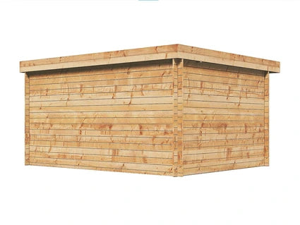 Abri de jardin Vente-Unique Abri de jardin en bois traité par autoclave avec toit plat - 13 m² - épaisseur 28 mm - CORALIO